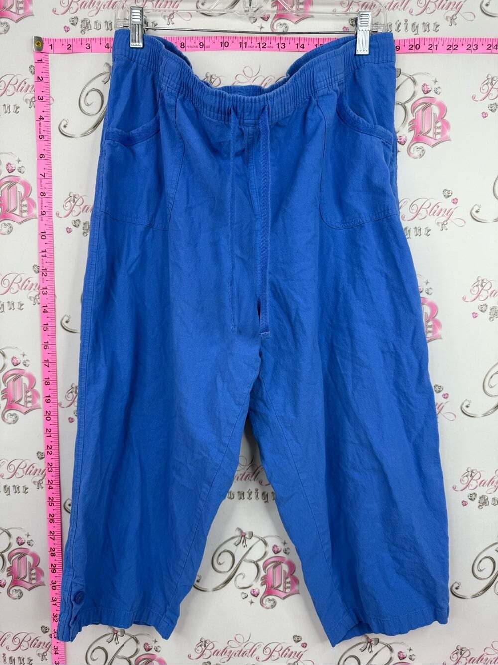 Laura Scott capri pants blue Royal Blue Elastic Waist Joggers